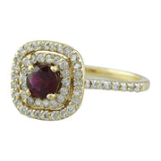 1.40 Carat Ruby 14K Yellow Gold Diamond Ring - Fashion Strada