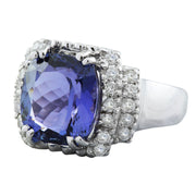 9.97 Carat Tanzanite 14K White Gold Diamond Ring - Fashion Strada