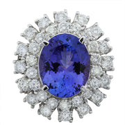 9.00 Carat Tanzanite 14K White Gold Diamond Ring - Fashion Strada