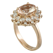 3.90 Carat Morganite 14K Rose Gold Diamond Ring - Fashion Strada