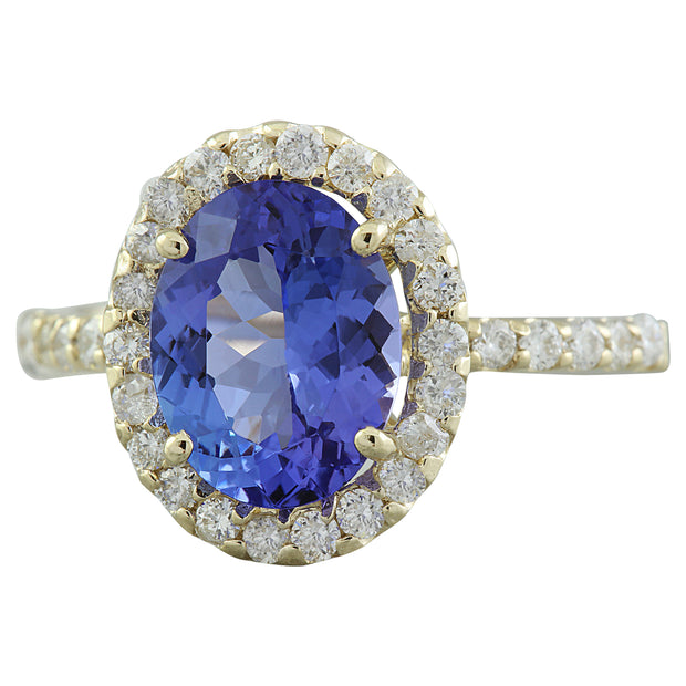 3.24 Carat Tanzanite 14K Yellow Gold Diamond Ring - Fashion Strada