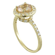 1.60 Carat Morganite 14K Yellow Gold Diamond Ring - Fashion Strada