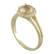 1.24 Carat Morganite 14K Yellow Gold Diamond Ring - Fashion Strada