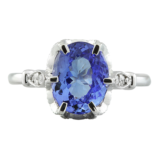 2.69 Carat Tanzanite 14K White Gold Diamond Ring - Fashion Strada