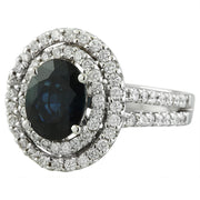 4.00 Carat Sapphire 14K White Gold Diamond Ring - Fashion Strada