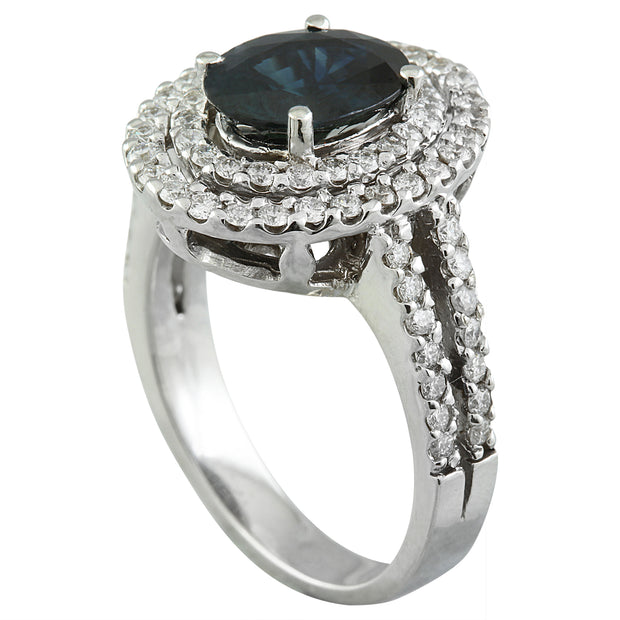 4.00 Carat Sapphire 14K White Gold Diamond Ring - Fashion Strada