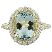 3.81 Carat Aquamarine 14K Yellow Gold Diamond Ring - Fashion Strada