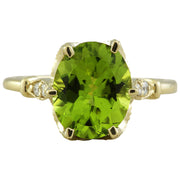 3.41 Carat Peridot 14K Yellow Gold Diamond Ring - Fashion Strada