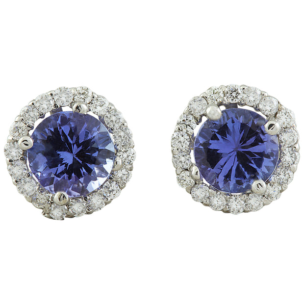 2.40 Carat Tanzanite 14K White Gold Diamond Earrings - Fashion Strada