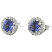 2.40 Carat Tanzanite 14K White Gold Diamond Earrings - Fashion Strada