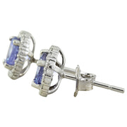 2.40 Carat Tanzanite 14K White Gold Diamond Earrings - Fashion Strada