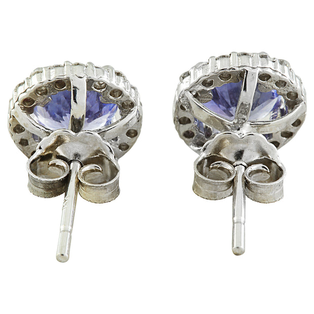 2.40 Carat Tanzanite 14K White Gold Diamond Earrings - Fashion Strada