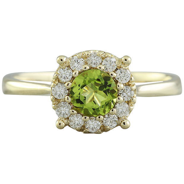 0.72 Carat Peridot 14K Yellow Gold Diamond Ring - Fashion Strada