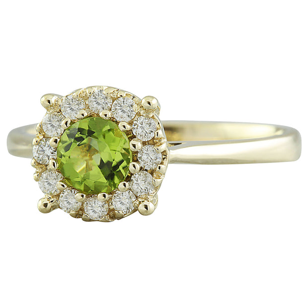 0.72 Carat Peridot 14K Yellow Gold Diamond Ring - Fashion Strada