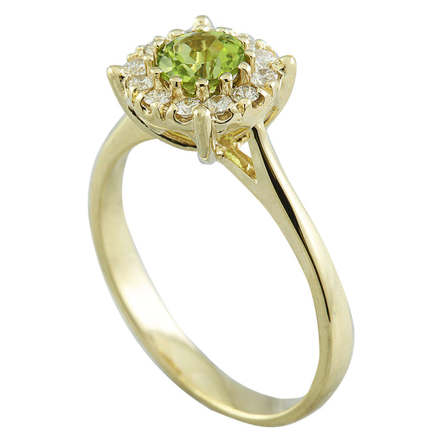 0.72 Carat Peridot 14K Yellow Gold Diamond Ring - Fashion Strada