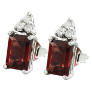 2.65 Carat Garnet 14K White Gold Diamond Earrings - Fashion Strada