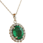 2.00 Carat Emerald 14K White Gold Diamond Necklace - Fashion Strada