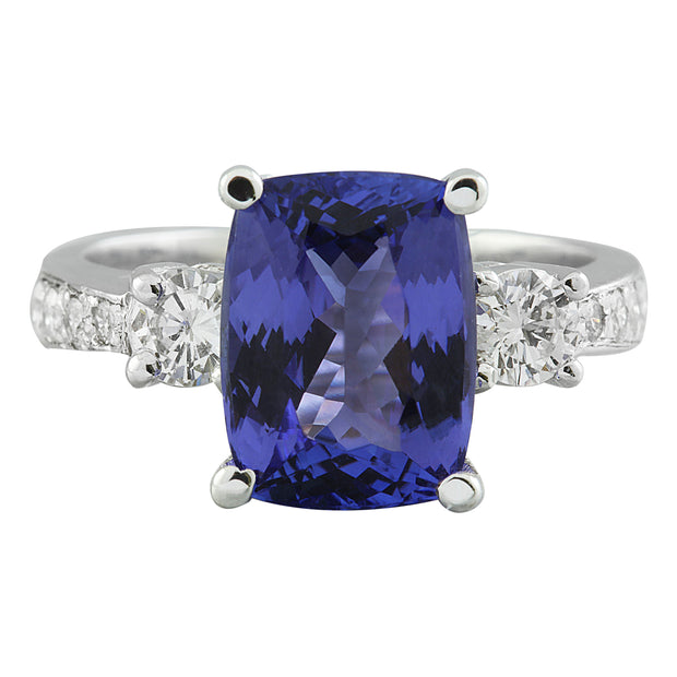 5.40 Carat Tanzanite 14K White Gold Diamond Ring - Fashion Strada