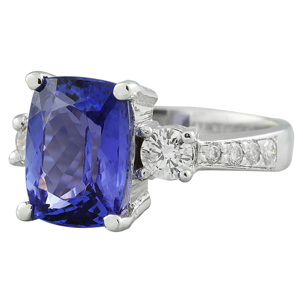 5.40 Carat Tanzanite 14K White Gold Diamond Ring - Fashion Strada