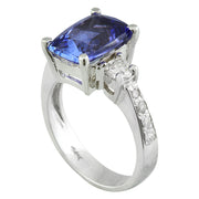 5.40 Carat Tanzanite 14K White Gold Diamond Ring - Fashion Strada