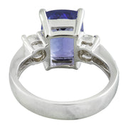 5.40 Carat Tanzanite 14K White Gold Diamond Ring - Fashion Strada