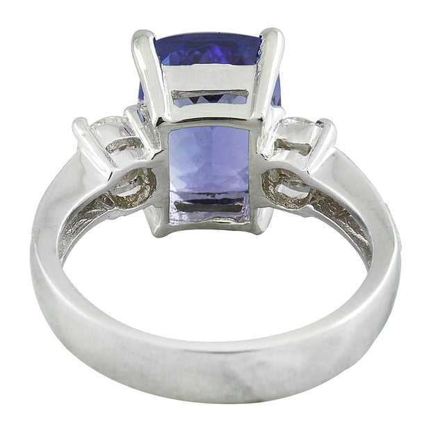 5.40 Carat Tanzanite 14K White Gold Diamond Ring - Fashion Strada