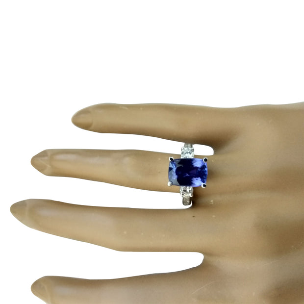 5.40 Carat Tanzanite 14K White Gold Diamond Ring - Fashion Strada