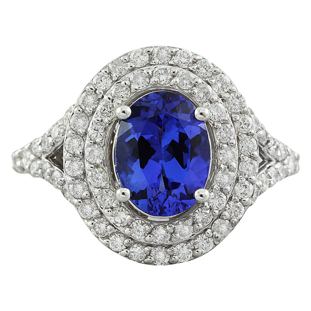 2.48 Carat Tanzanite 14K White Gold Diamond ring - Fashion Strada