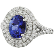 2.48 Carat Tanzanite 14K White Gold Diamond ring - Fashion Strada