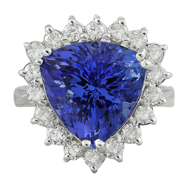 8.12 Carat Tanzanite 14K White Gold Diamond Rinf - Fashion Strada