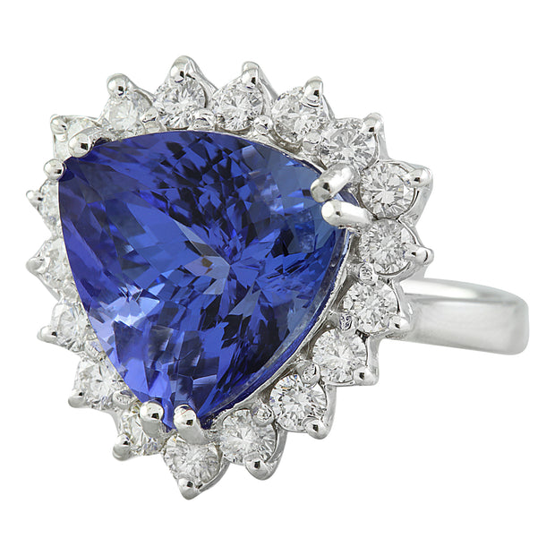 8.12 Carat Tanzanite 14K White Gold Diamond Rinf - Fashion Strada