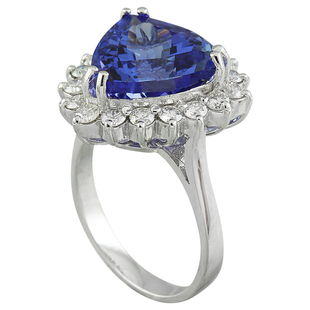 8.12 Carat Tanzanite 14K White Gold Diamond Rinf - Fashion Strada