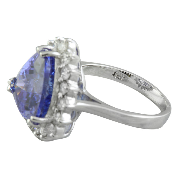 8.12 Carat Tanzanite 14K White Gold Diamond Rinf - Fashion Strada