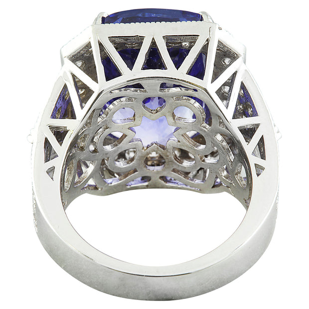 14.10 Carat Tanzanite 14K White Gold iamond Ring - Fashion Strada