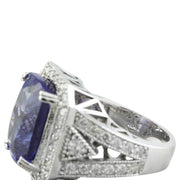 14.10 Carat Tanzanite 14K White Gold iamond Ring - Fashion Strada