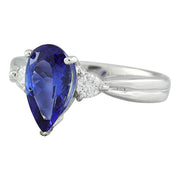 1.70 Carat Tanzanite 14K White Gold Diamond Ring - Fashion Strada