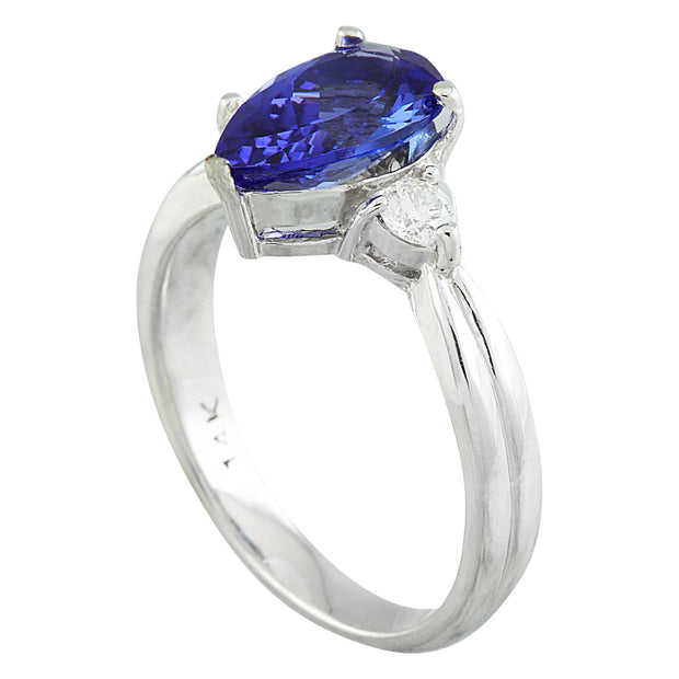 1.70 Carat Tanzanite 14K White Gold Diamond Ring - Fashion Strada