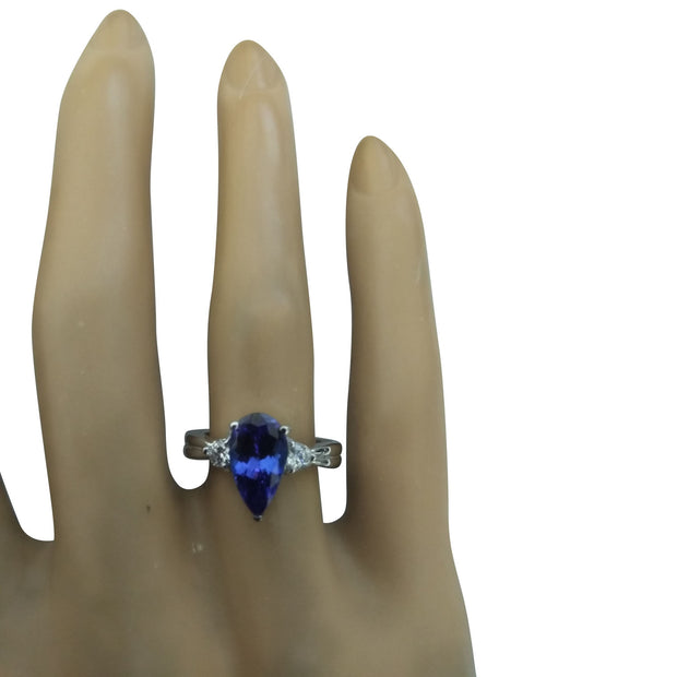 1.70 Carat Tanzanite 14K White Gold Diamond Ring - Fashion Strada