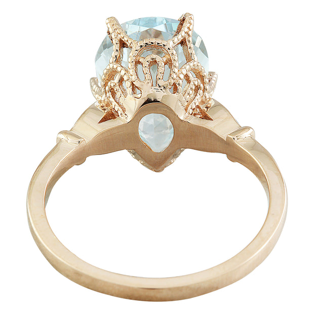 3.60 Carat Aquamarine 14K Rose Gold Diamond Ring - Fashion Strada