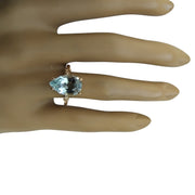 3.60 Carat Aquamarine 14K Rose Gold Diamond Ring - Fashion Strada