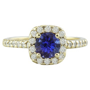 1.55 Carat Tanzanite 14K Yellow Gold Diamond Ring - Fashion Strada