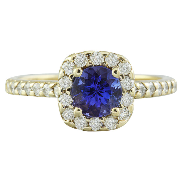 1.55 Carat Tanzanite 14K Yellow Gold Diamond Ring - Fashion Strada