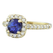 1.55 Carat Tanzanite 14K Yellow Gold Diamond Ring - Fashion Strada