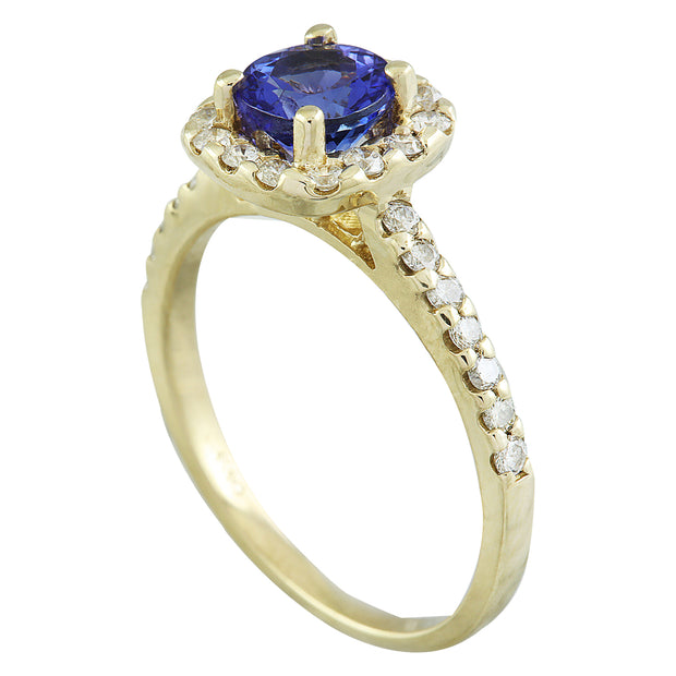 1.55 Carat Tanzanite 14K Yellow Gold Diamond Ring - Fashion Strada