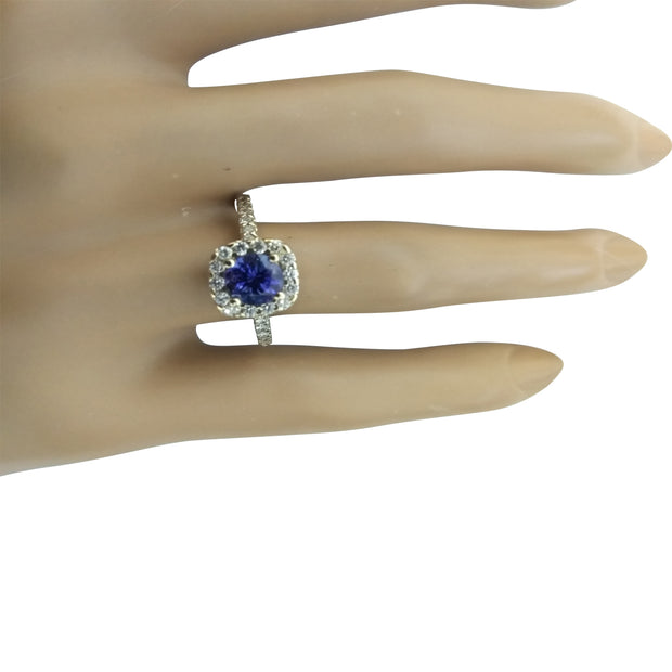 1.55 Carat Tanzanite 14K Yellow Gold Diamond Ring - Fashion Strada