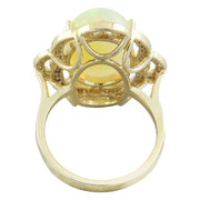 7.05 Carat Opal 14K Yellow Gold Diamond Ring - Fashion Strada