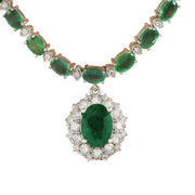 27.16 Carat Emerald 14K Yellow Gold Diamond Necklace - Fashion Strada