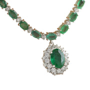 27.16 Carat Emerald 14K Yellow Gold Diamond Necklace - Fashion Strada