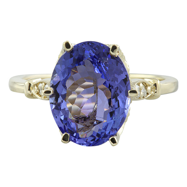 4.85 Carat Tanzanite 14K Yellow Gold Diamond ring - Fashion Strada