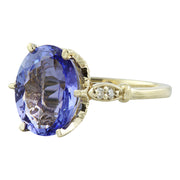 4.85 Carat Tanzanite 14K Yellow Gold Diamond ring - Fashion Strada